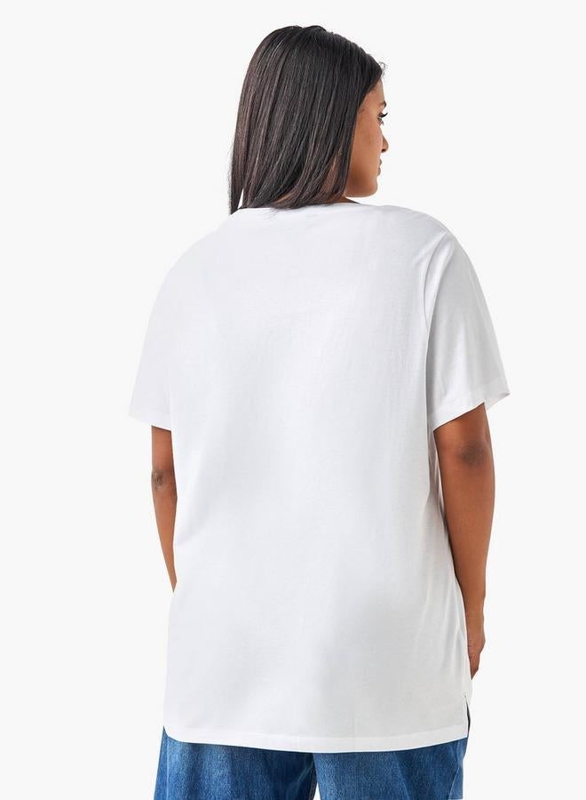  أولا بوبكن تيشيرت مطبوع بالزهور مزين من أولا بوبكن مقاس كبير - Image 3